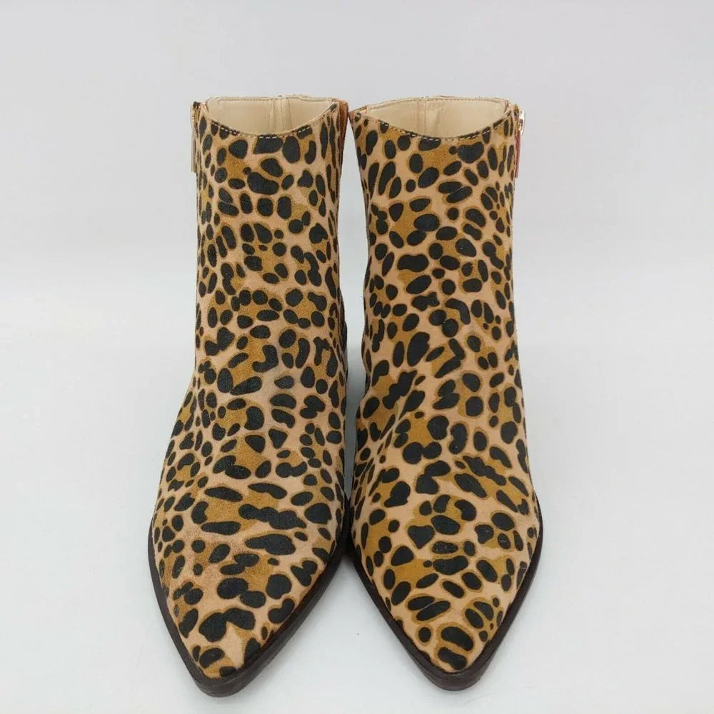 Sole Society Cadyna Suede Leopard Ankle Boot‎ 8.5